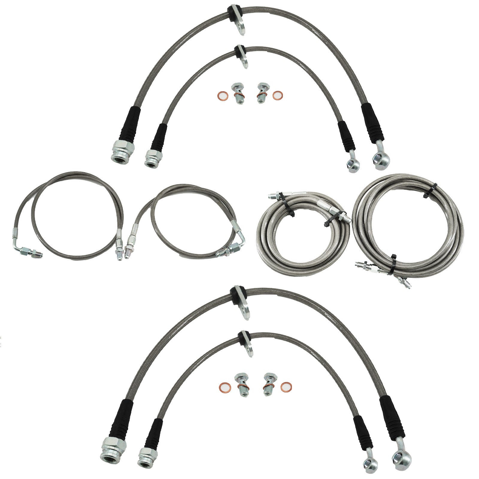 Front & Rear Brake Line Replacement Kit For 96-00 Honda Civic w/rear disc