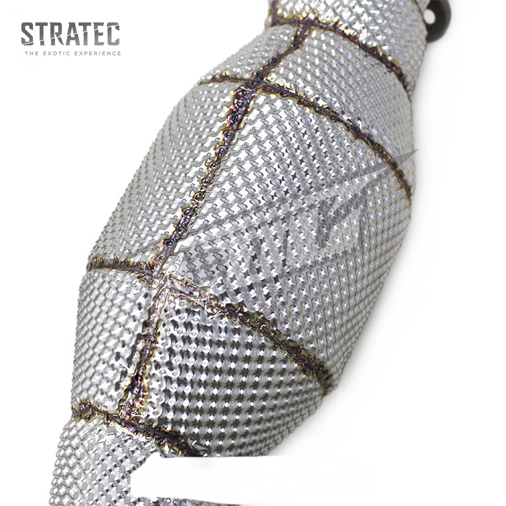 High‑Flow Catted Stainless Steel Downpipe with Heat Shield for Nissan GT‑R R35 3.8TT