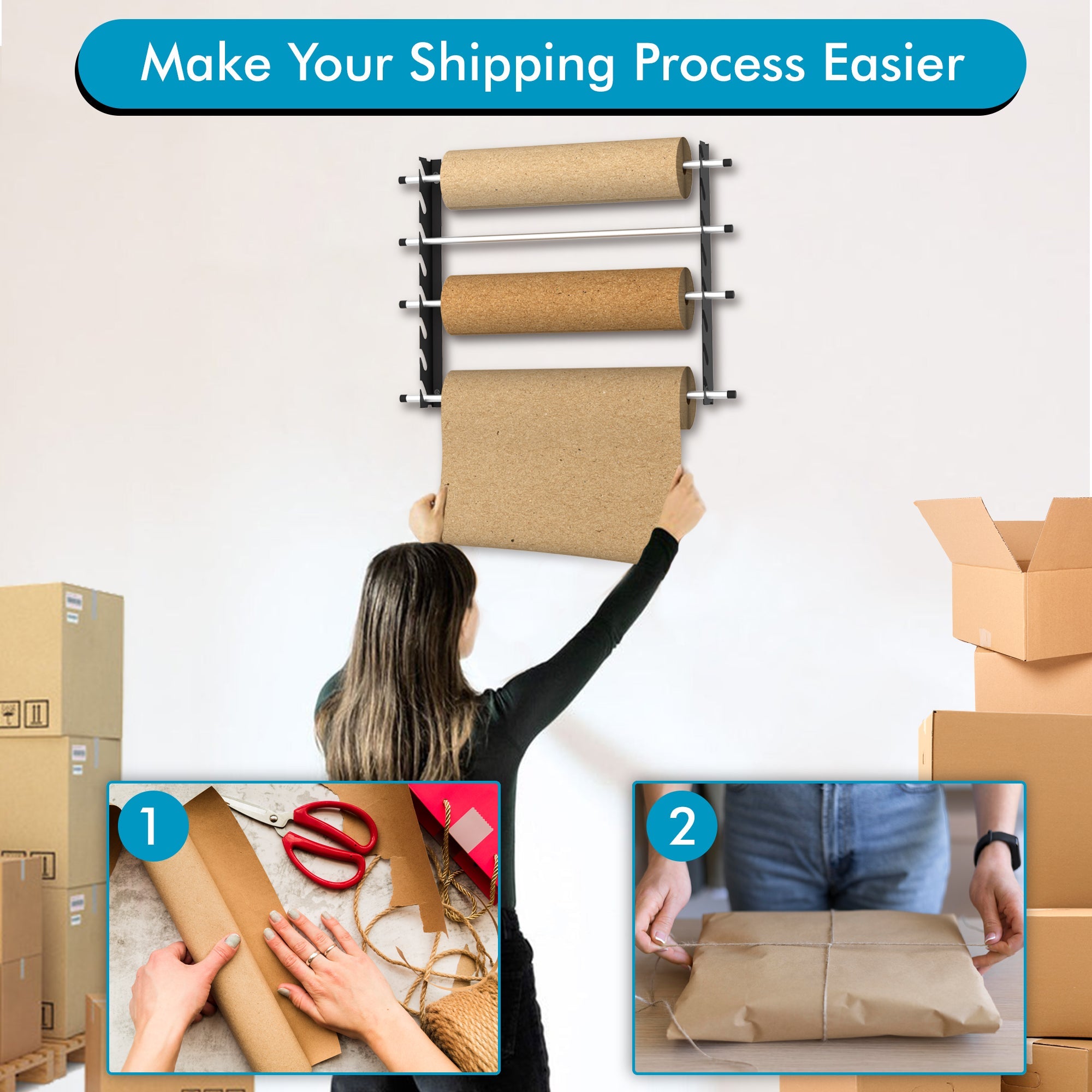 Car Vinyl Wrap Wrapping Sheet Sticker Decal Wall Rack/Holder Brown Shipping Paper Dispenser - 156cm