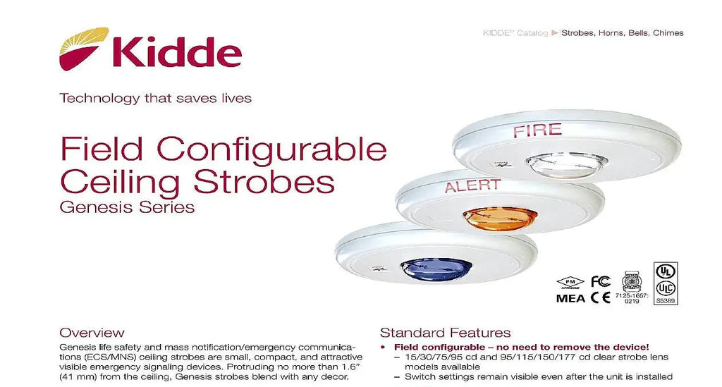 Kidde Compact Wall Strobe Red Fire Signal UL/FM Approved