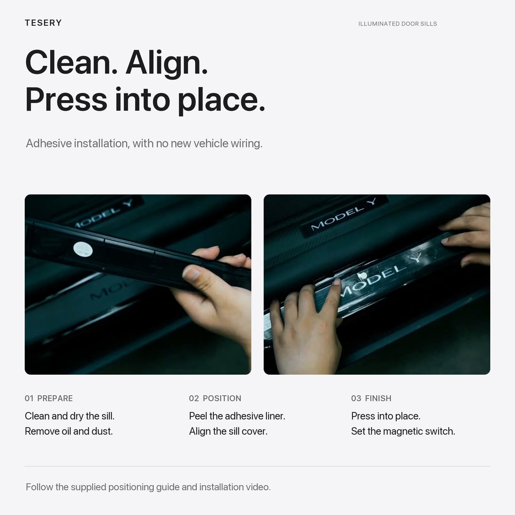 LED illuminated Welcome Pedal Door Sill Protector for Model Y / 3 | TESERY
