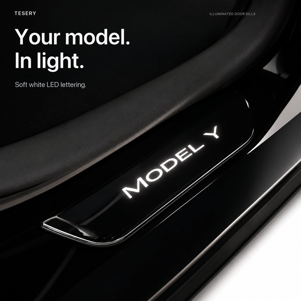 LED illuminated Welcome Pedal Door Sill Protector for Model Y / 3 | TESERY