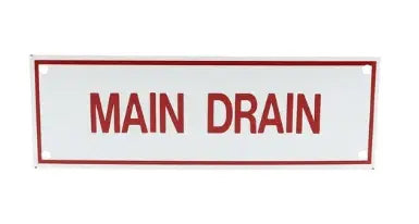 Main Drain Sign 6" X 2" Safety Label For Emergencies