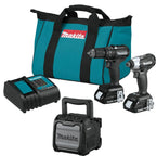 Makita CX203SYBXRM 18V LXT® Lithium-Ion Sub-Compact Brushless Cordless 2 Pc. Combo Kit, XFD15ZB, XDT18ZB, bag (1.5Ah) + XRM08B