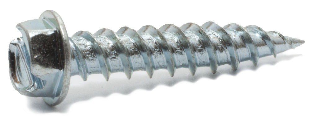 8 x 3/4 Slotted Hex Washer Self Piercing Screw Zinc Plated