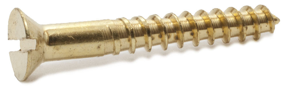 6 x 1/2 Slotted Flat Wood Screw Brass