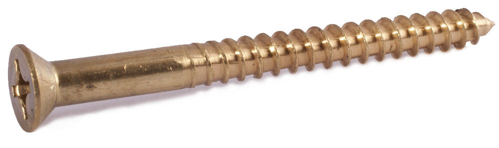 2 x 1/4 Phillips Flat Wood Screw Brass