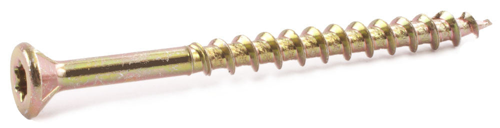9 x 2 1/2 Star Flat Decking Screws w/ NIBS Yellow Zinc Plated T17 - Carton (2500)