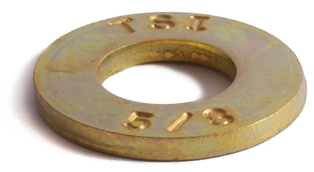 5/8 Grade 8 SAE Flat Washer Yellow Zinc Plated