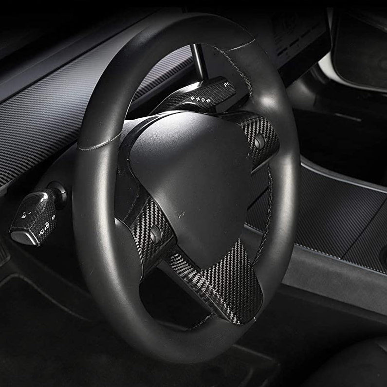 Model 3 / Y Steering Wheel Patch - Carbon Fiber Interior Mods