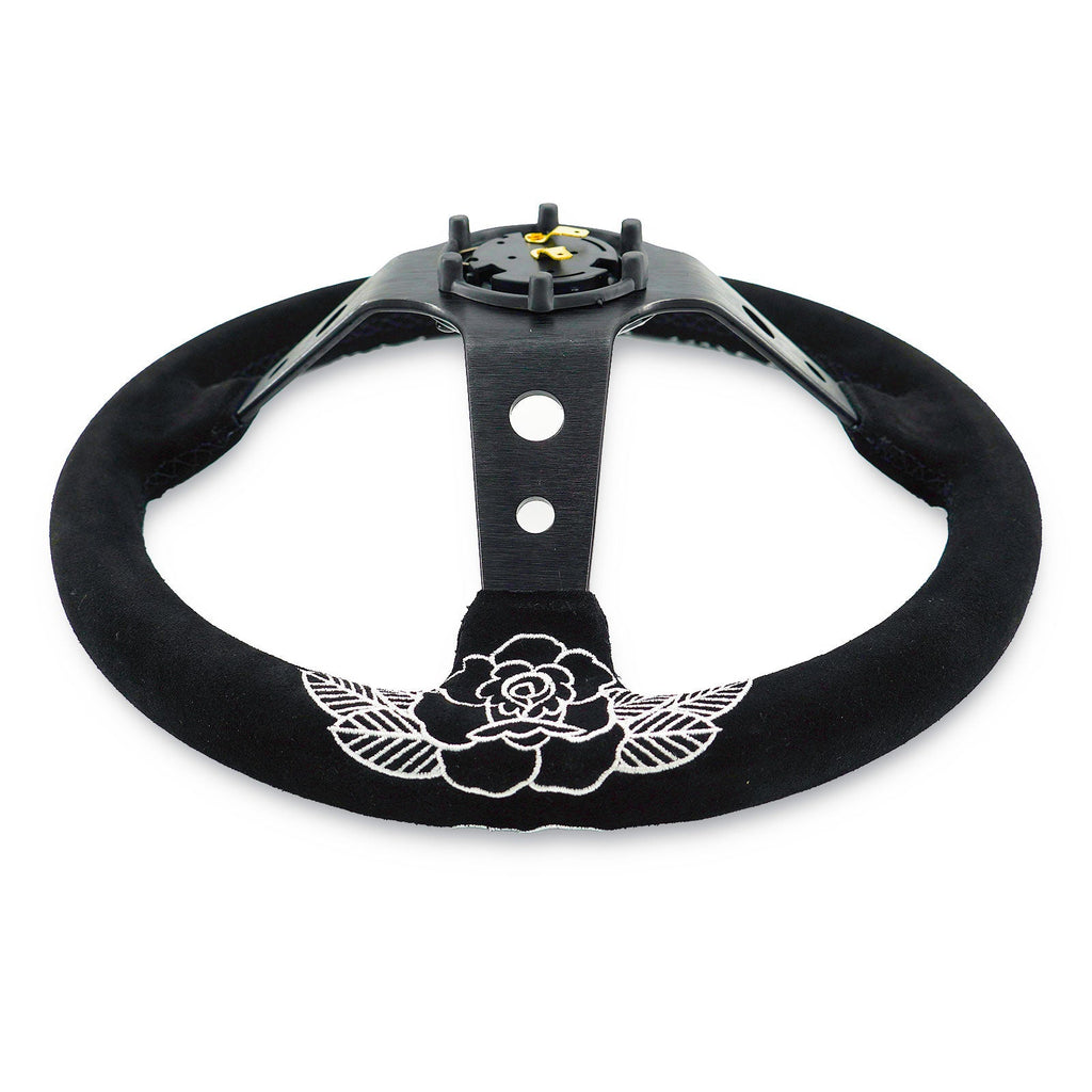 BW Rose Deep Dish Steering Wheel + Short Hub Adapter Kit For Honda Acura