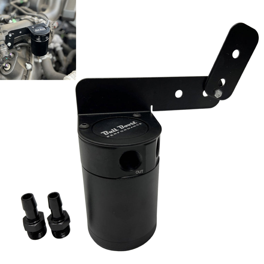 Adjustable Billet Baffled Oil Catch Can Reservoir Tank Racing 2-Port V2 Bracket