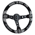 Custom Rose Universal 350mm 3" Deep Dish 6-Bolt Steering Wheel Black Suede Alcantara