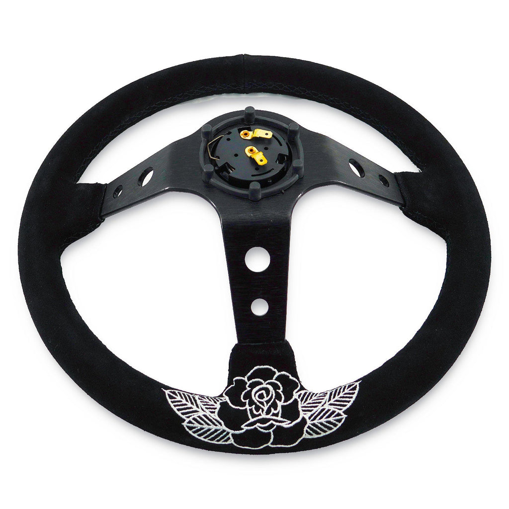 BW Rose Deep Dish Steering Wheel + Short Hub Adapter Kit For Honda Acura