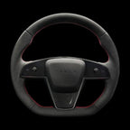 TESERY Touch Horn Plaid Round Steering Wheel Replacement for Tesla Model S / X 2021-2023