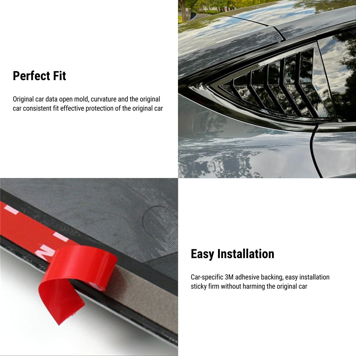 TESERY Rear Side Window Louvers Cover for Model Y | 3 Finishes | 2-Pack