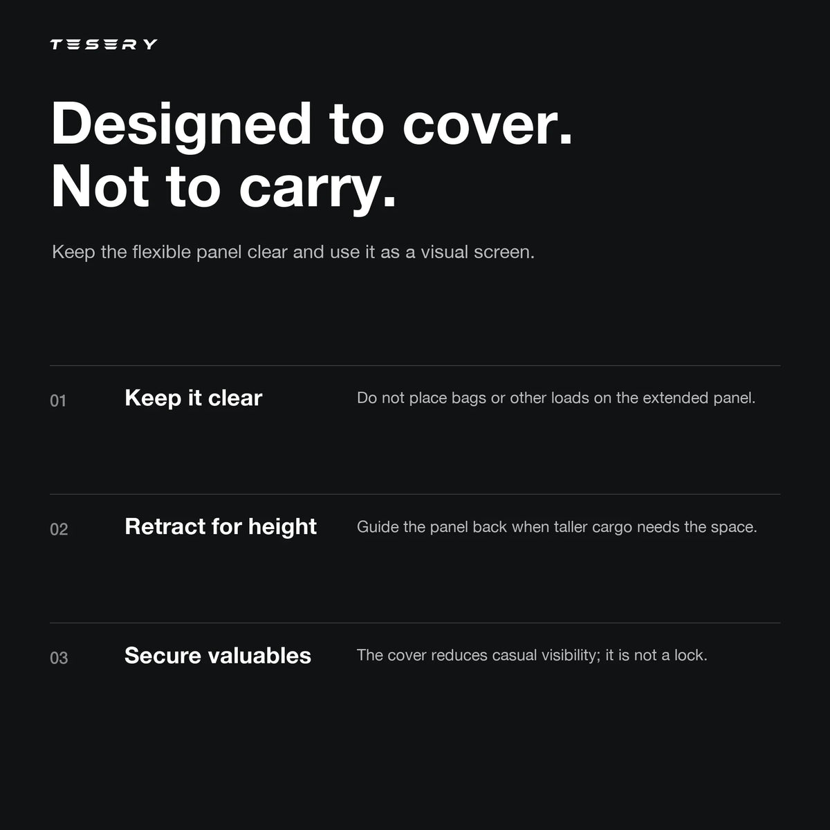 Retractable Cargo Cover for Model Y Juniper