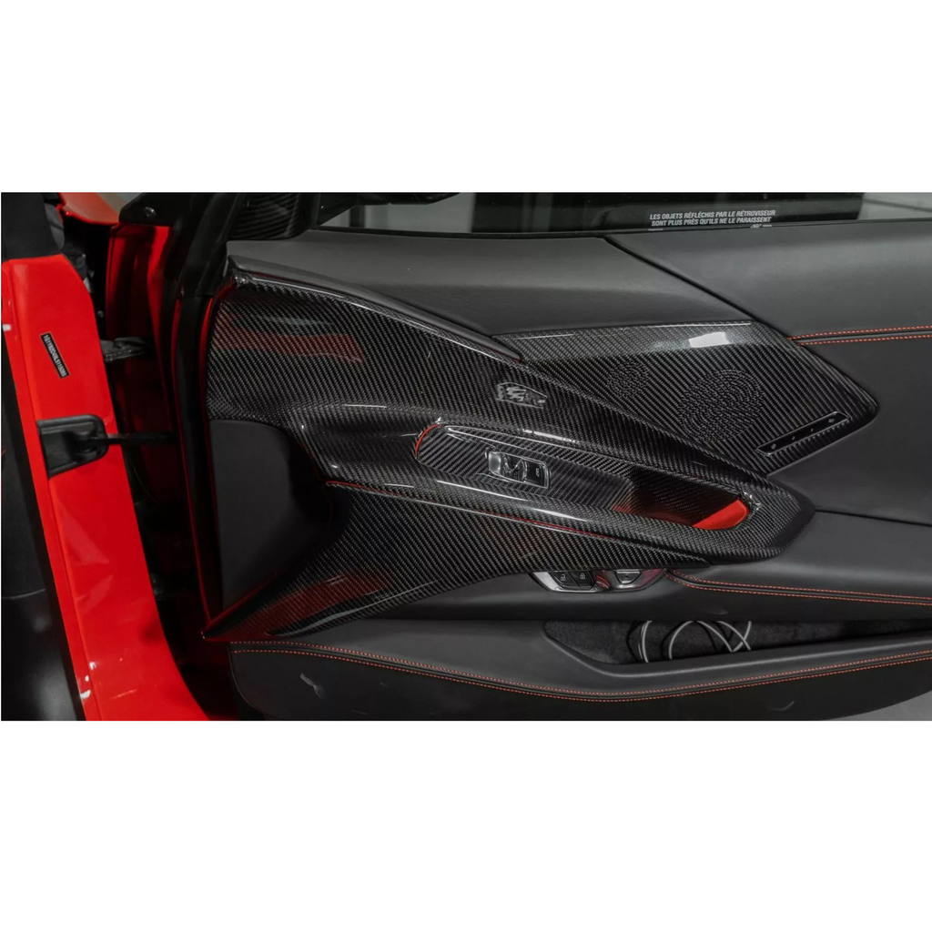 Dry Carbon Fiber Door Speaker Cover Trim for Chevrolet Corvette C8