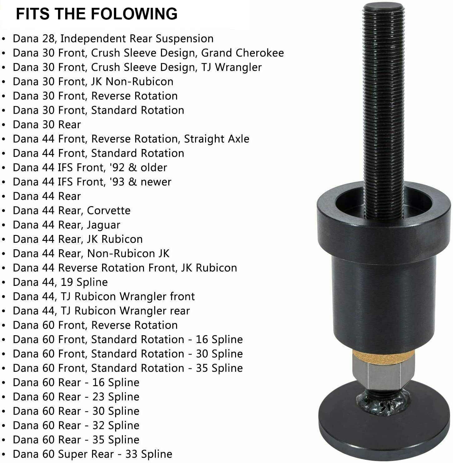Inner Axle Side Seal Installation Tool For Dana 30/44/60 Axles Front Differentials