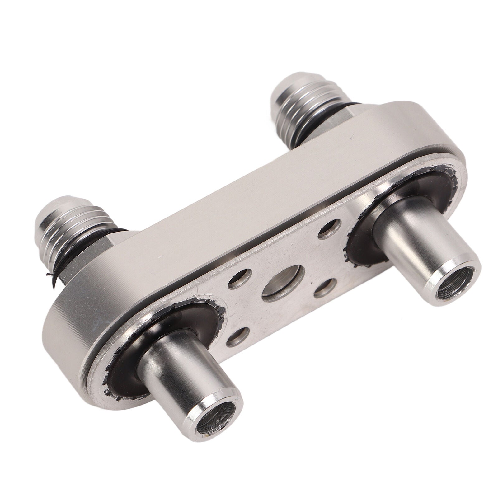 Transmission Cooler Line Adapter Plate with Gasket and 6AN Fittings Compatible with 6L80E 6L90E 8L90E Oil Seal Line Connector for Braided Hose Set