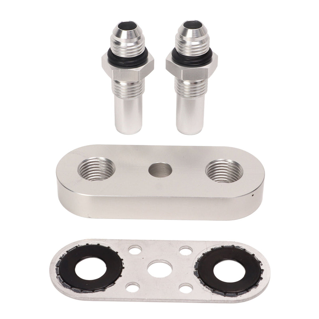 Transmission Cooler Line Adapter Plate with Gasket and 6AN Fittings Compatible with 6L80E 6L90E 8L90E Oil Seal Line Connector for Braided Hose Set