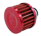 Universal 12mm Crankcase Vent Intake Mini Cone Air Breather Filter Chrome RED