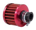 Universal 12mm Crankcase Vent Intake Mini Cone Air Breather Filter Chrome RED