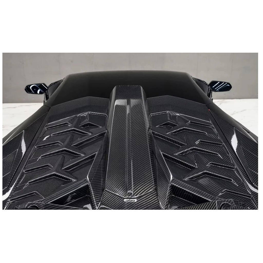 SVV Style Dry Carbon Fiber Rear Wing with Engine Hood for Lamborghini Aventador LP700 LP740 LP750 Coupe