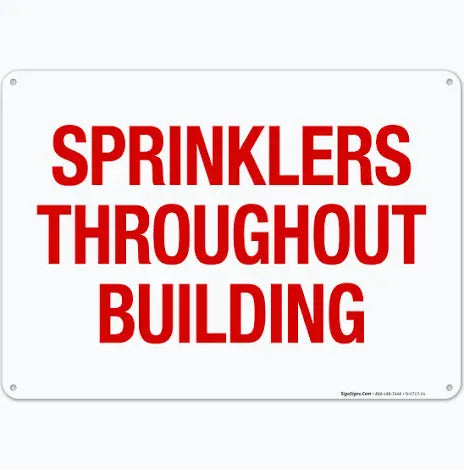 Sprinkler Throughout Sign 12" X 10" Fire Protection Sign