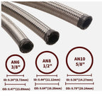 10AN/8AN/6AN Fitting Stainless Steel Braided Oil Fuel Hose Line Kit 5Feet Silver