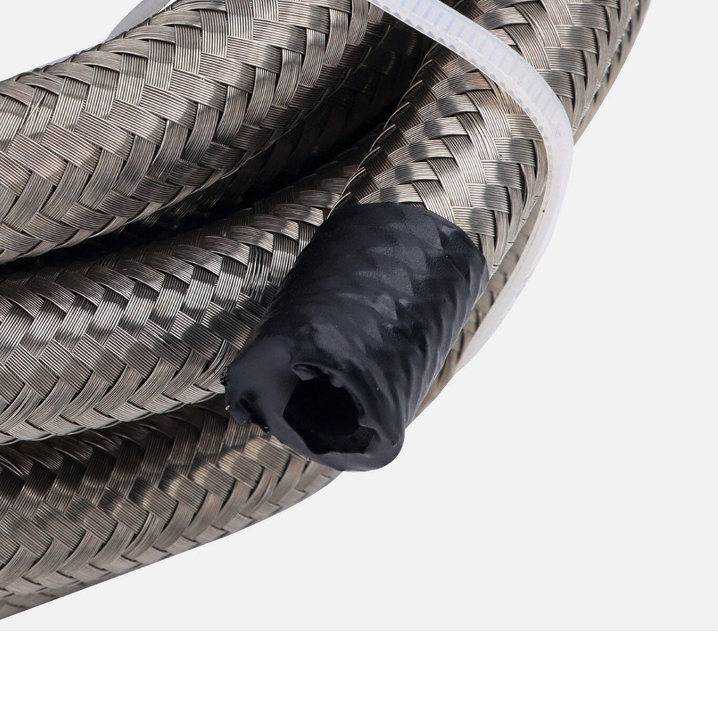 Silver Fuel Hose Oil Gas Air Line AN6-AN8-AN10 Stainless Steel Braided BOOSTED