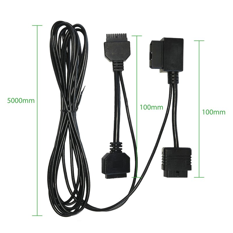 20 PIN to OBD-II Power Cable size diagram