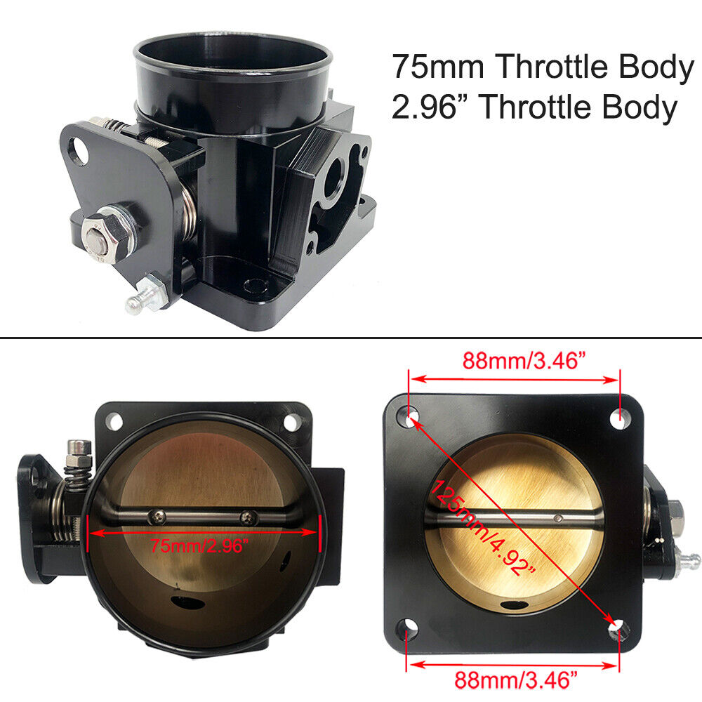 86-93 Ford Mustang GT Cobra LX 5.0 SL 75mm Throttle Body High Performance Billet