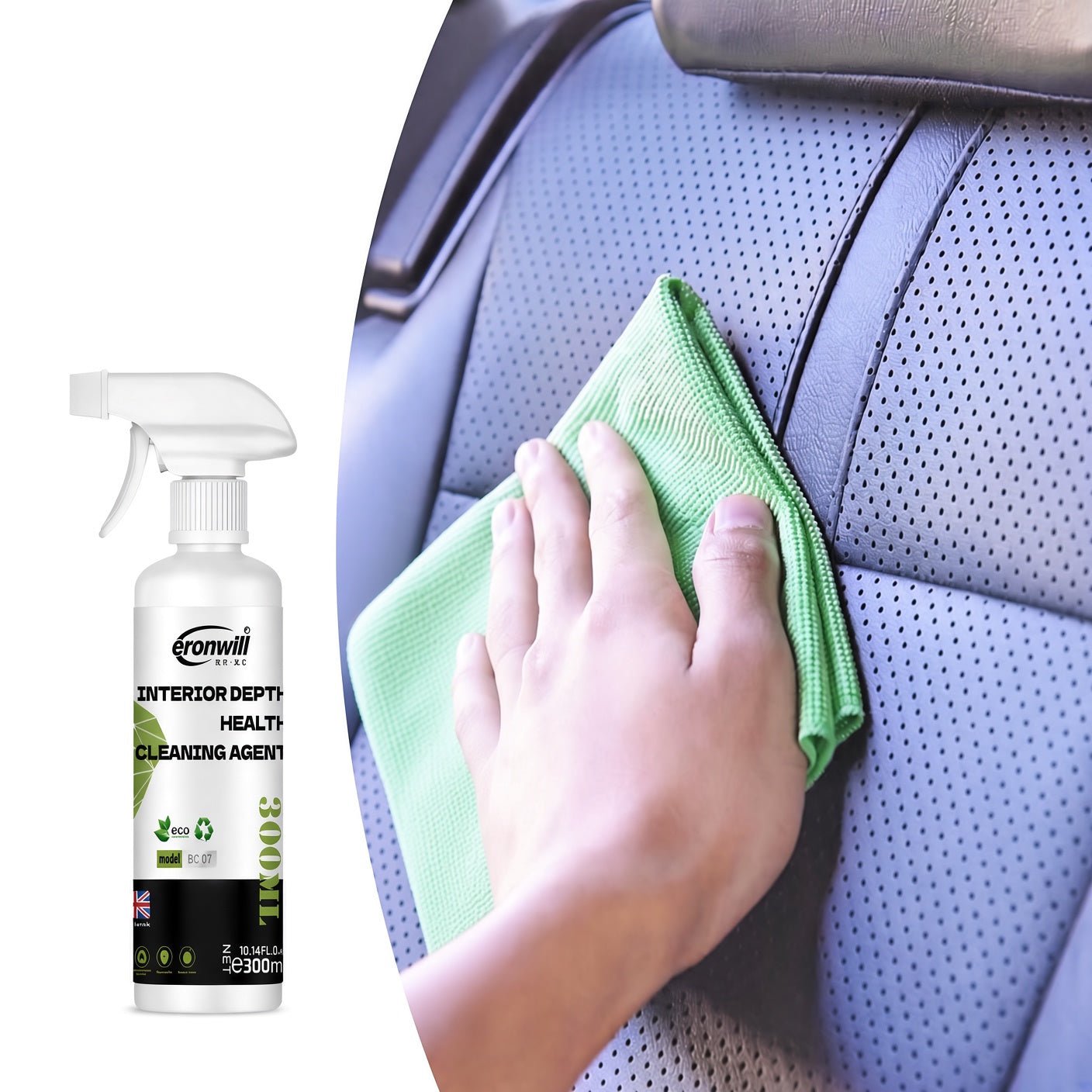 Tesla Interior Cleaner & Stain Remover for Vegan Leather | Safe on Model 3, Y, S, X Seats, Dash & Console