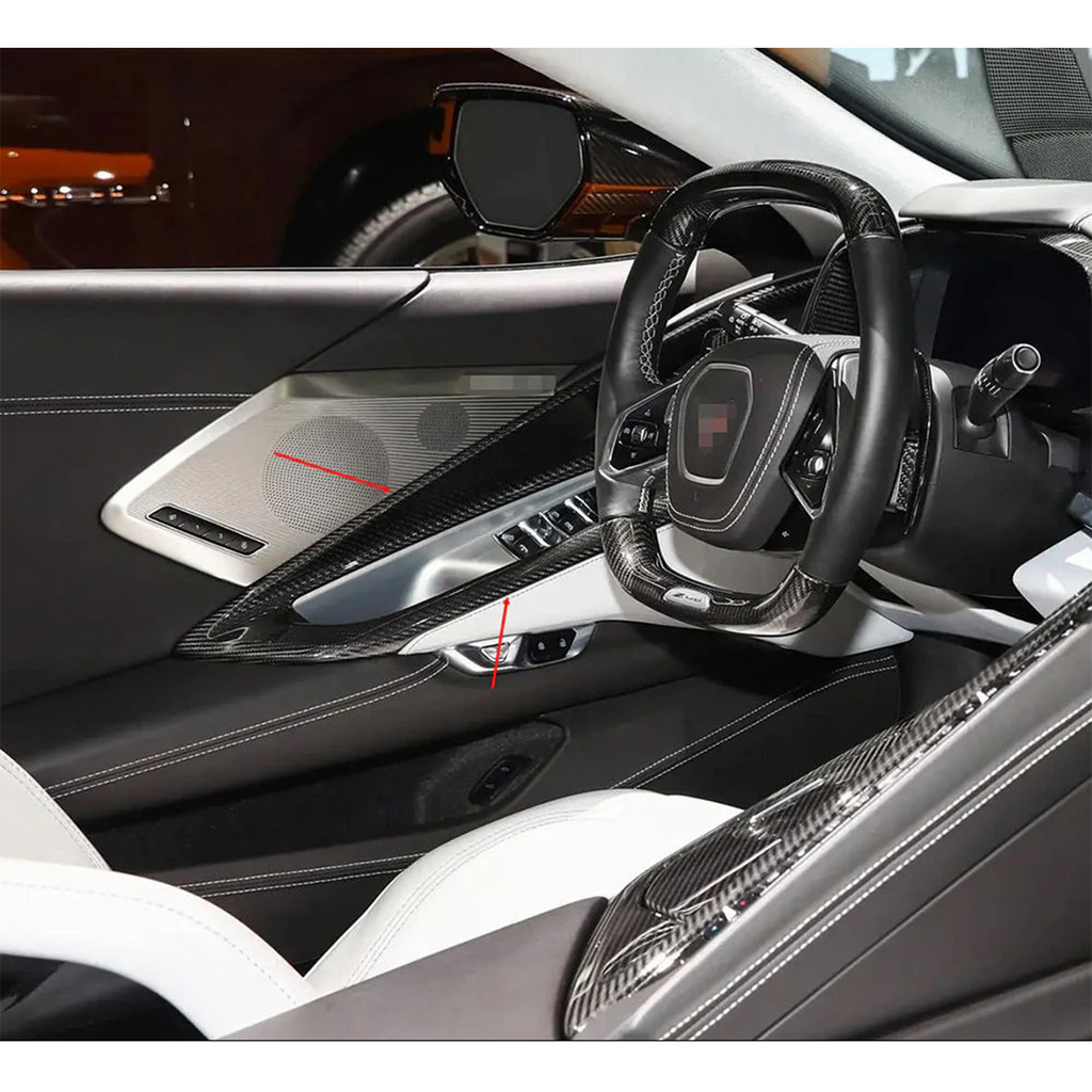 Dry Carbon Fiber Interior Door Bow Cover Trim for Chevrolet Corvette C8