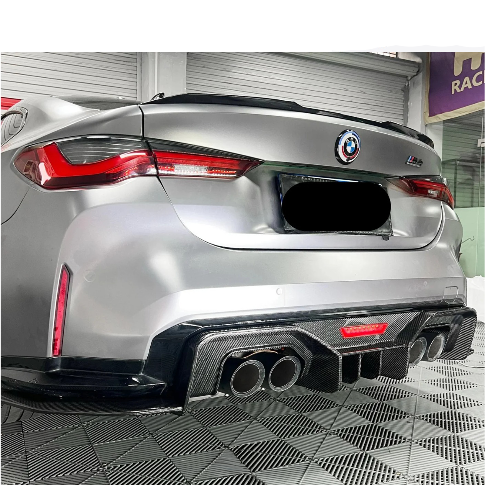 Carbon Fiber AD Style Rear Diffuser w/ LED Light for BMW G80 G81 G82 G83 M3 M4