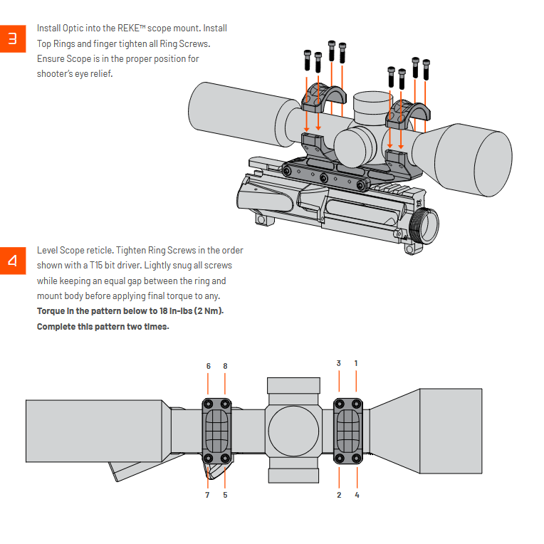 Unity Tactical REKE Scope Mount - 1.54” Optical Centerline - Available in 30, 34 & 35mm Ring Sizes