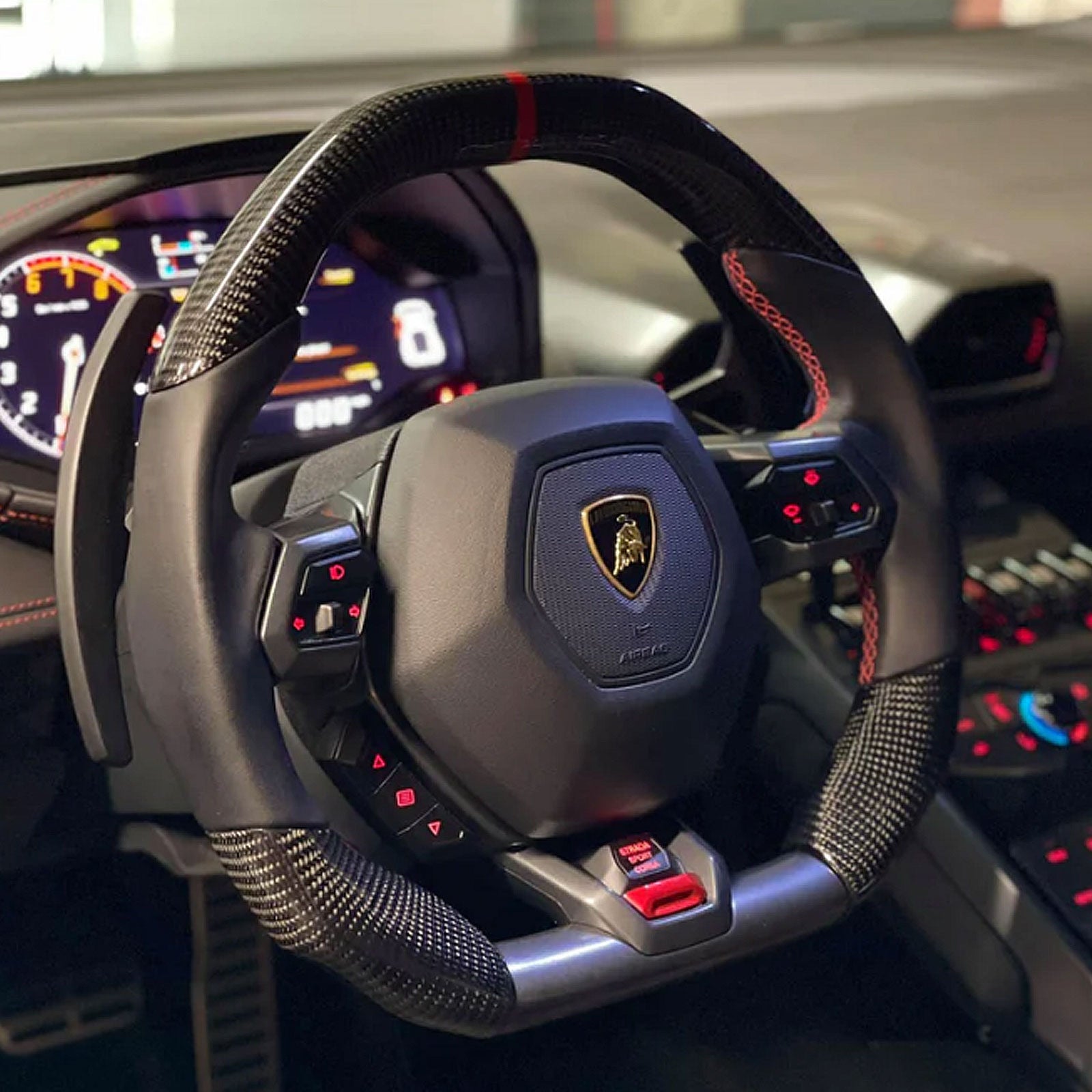 Custom Alcantara Red Steering Wheel for Lamborghini Huracan LP580 LP610 LP640 EVO STO