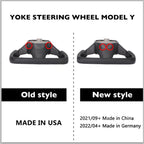 Yoke Style Steering Wheel for Model 3 / Y【Black & White Leather】